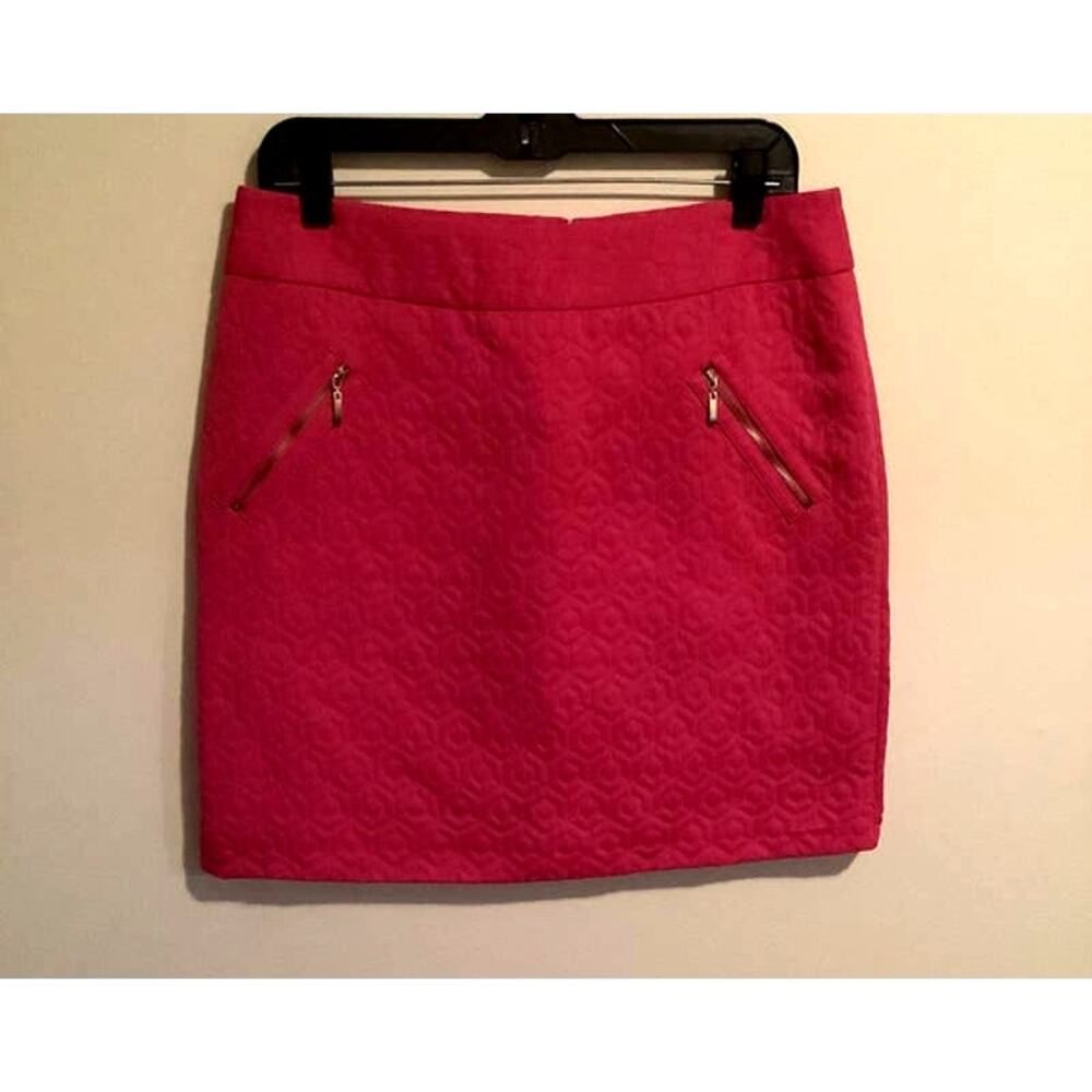 Worthington Womens Barbiecore Pink Textured Zippered Pockets Mini Skirt Size 10